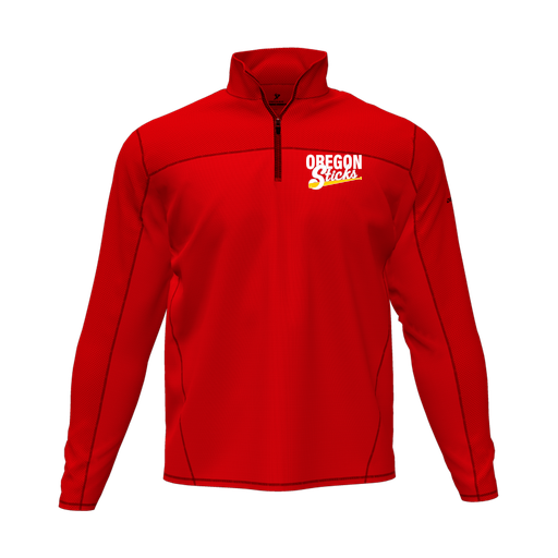 [CUS-DFW-QTRZ-PER-LSL-RED-AS-LOGO3] Quarter Zip Pullover (Adult S, Red, Logo 3)