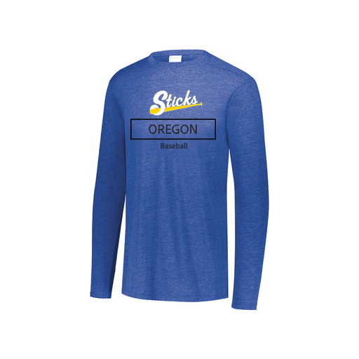 [FTLCUBRY-YS-LOGO1] Decker Youth Tri-Blend T-Shirt - Long Sleeve (Youth S, Royal, Logo 1)