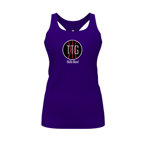 [FT0TRBPP-FYS-LOGO2] Decker Racerback Tank Top (Female Youth S, Purple, Logo 2)