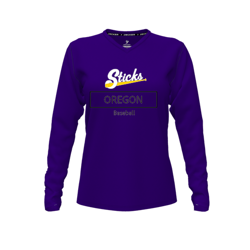 [FTLVPTPP-FYXS-LOGO1] Decker Performance T-Shirt (Female Youth XS, Purple, V Neck, Logo 1, Long Sleeve)