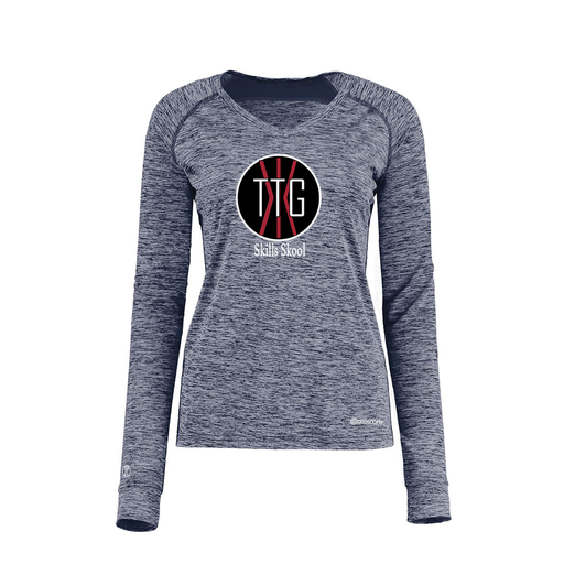 [222770.U22.XS-LOGO2] Ladies Electric Long Sleeve Shirt (Female Adult XS, Navy, Logo 2)
