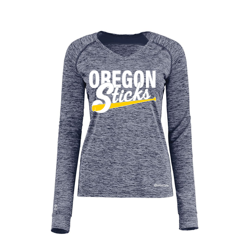 [222770.U22.XS-LOGO3] Ladies Electric Long Sleeve Shirt (Female Adult XS, Navy, Logo 3)