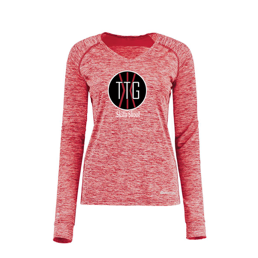 [222770.T20.XS-LOGO2] Ladies Electric Long Sleeve Shirt (Female Adult XS, Red, Logo 2)