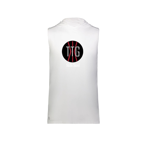 [222590.005.XS-LOGO2] Men's CoolDry Sleeveless Hoodie (Adult XS, White, Logo 2)