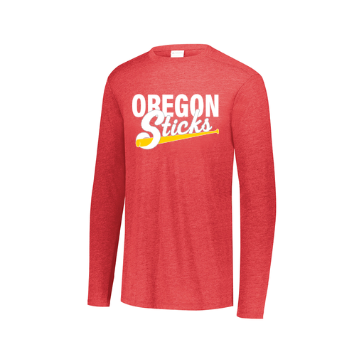 [FTLCUBRD-AXS-LOGO3] Decker Men's Tri-Blend T-Shirt - Long Sleeve (Adult XS, Red, Logo 3)