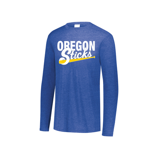 [FTLCUBRY-YS-LOGO3] Decker Youth Tri-Blend T-Shirt - Long Sleeve (Youth S, Royal, Logo 3)