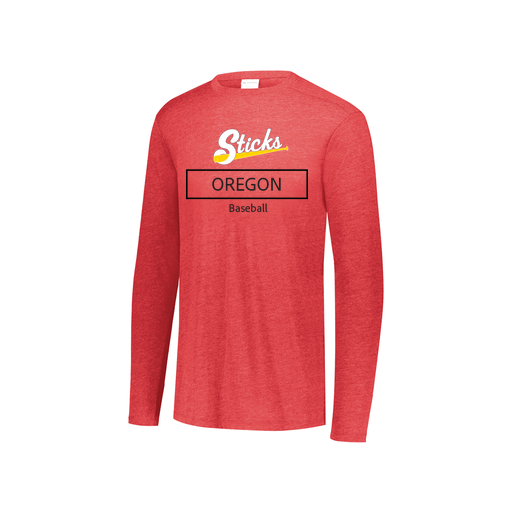 [FTLCUBRD-YS-LOGO1] Decker Youth Tri-Blend T-Shirt - Long Sleeve (Youth S, Red, Logo 1)