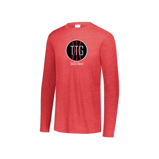 [FTLCUBRD-YS-LOGO2] Decker Youth Tri-Blend T-Shirt - Long Sleeve (Youth S, Red, Logo 2)