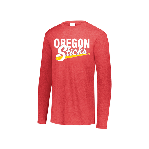 [FTLCUBRD-YS-LOGO3] Decker Youth Tri-Blend T-Shirt - Long Sleeve (Youth S, Red, Logo 3)